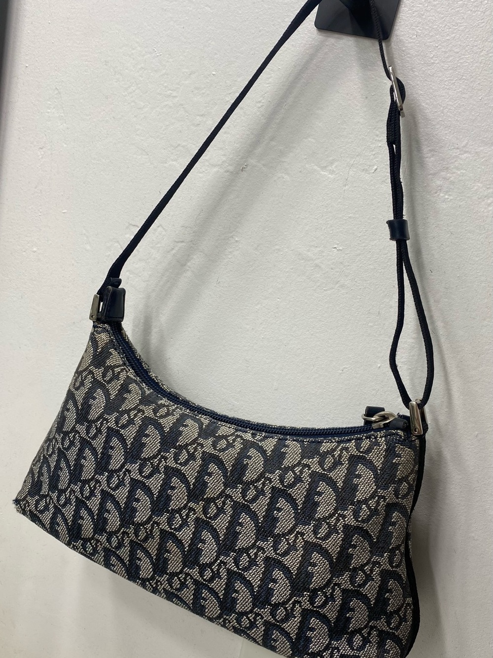 Dior Navy and Beige Monogram Shoulder Bag